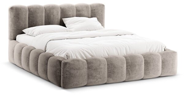 Svetlohnedá čalúnená dvojlôžková posteľ s úložným priestorom a roštom 160x200 cm Lupine – Micadoni Home