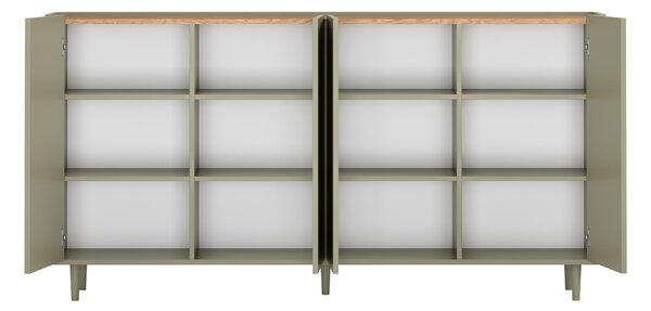 Komoda Elivo 200 cm štvordverová na nožičkách - eukalyptus / dub baltic dune