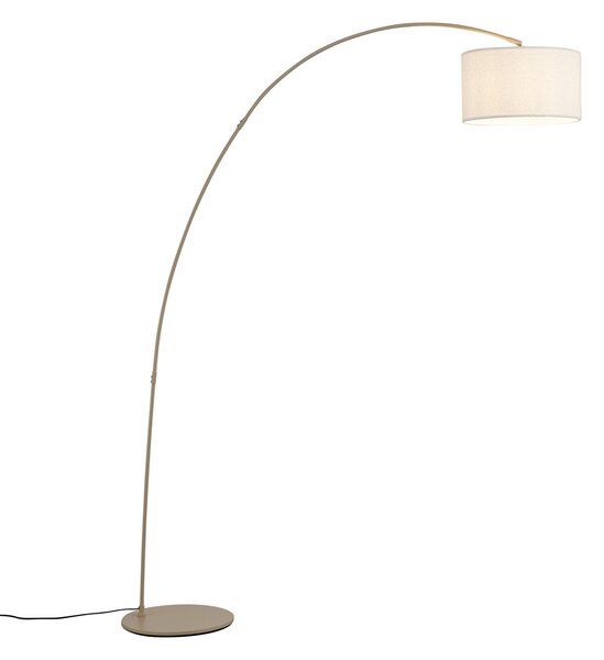 Moderná oblúková lampa béžová s teddy tienidlom - Vinossa