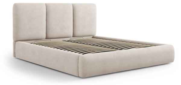 Béžová čalúnená dvojlôžková posteľ s úložným priestorom s roštom 180x200 cm Brody – Mazzini Beds