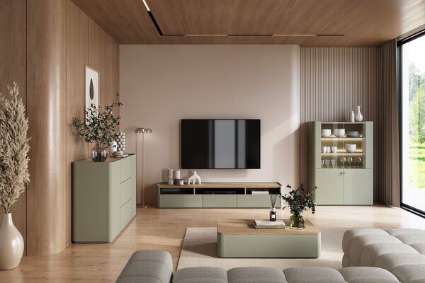 TV stolík Elivo 200 cm - eukalyptus / dub baltic dune