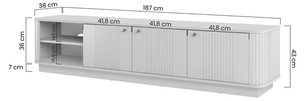 TV skrinka Vespera 3D 187 cm na sokli - čierna / zlatá