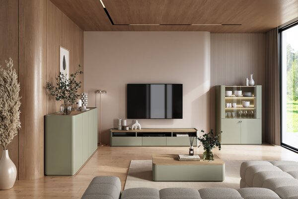 TV stolík Elivo 200 cm - eukalyptus / dub baltic dune