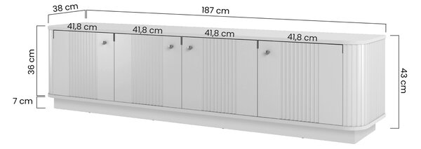 TV stolík Vespera 4D 187 cm na sokli - kašmírová / zlatá