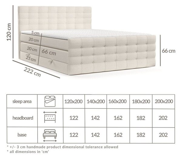 Krémová boxspring posteľ s úložným priestorom 200x200 cm Blend – Maison de Rêve