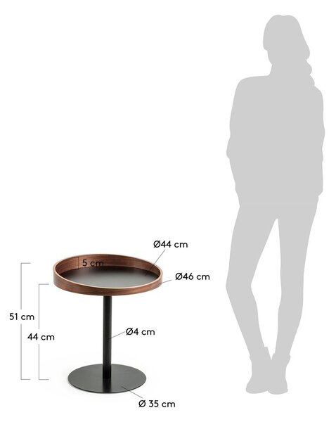 Okrúhly odkladací stolík s doskou v dekore orechového dreva ø 46 cm Kaori – Kave Home