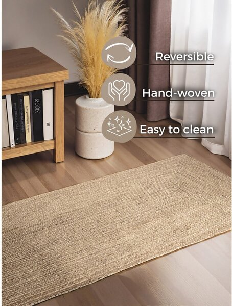 Obojstranný/ručne tkaný jutový behúň v svetlo prírodnej farbe 80x200 cm Juno – Hanse Home