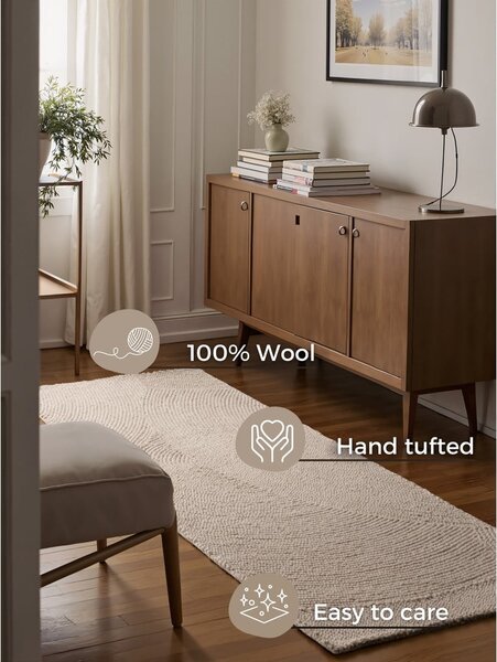 Ručne tkaný vlnený behúň v svetlo prírodnej farbe 80x200 cm Calmio – Hanse Home