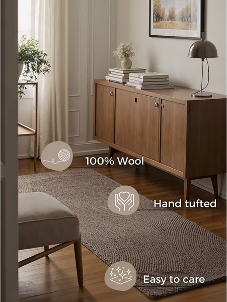 Taupe ručne tkaný vlnený behúň 80x200 cm Calmio – Hanse Home