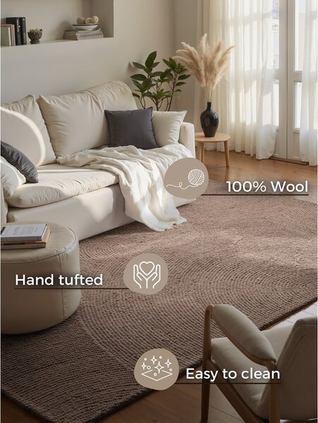 Taupe ručne tkaný vlnený koberec 120x180 cm Calmio – Hanse Home