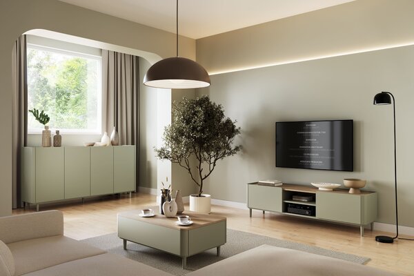 Konferenčný stolík Elivo 100 cm na nožičkách - eukalyptus / dub baltic dune