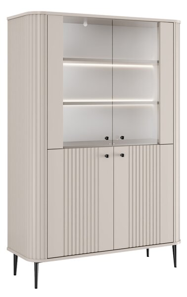 Vitrína Vesper 103 cm štvordverová - kašmír / čierne nohy
