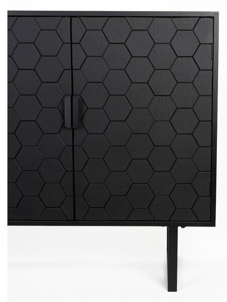 Čierna nízka komoda z borovicového dreva 135x90 cm Linc – White Label