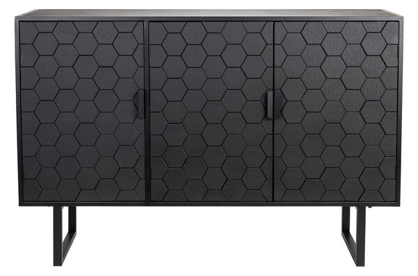 Čierna nízka komoda z borovicového dreva 135x90 cm Linc – White Label