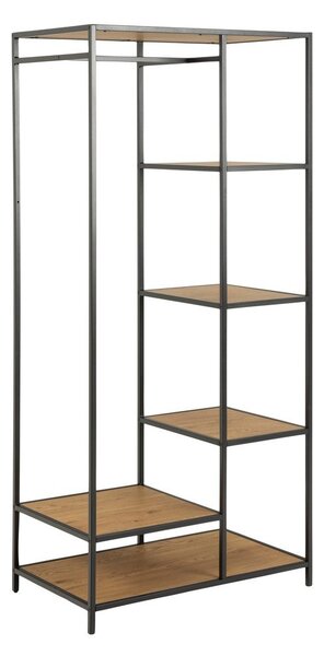 Otvorená šatníková skriňa v dekore duba v čierno-prírodnej farbe 77x165 cm Seaford – Actona