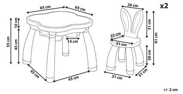 Detský stôl na hranie so stoličkami modro-biely HDPE hrací stolík pre deti detská izba