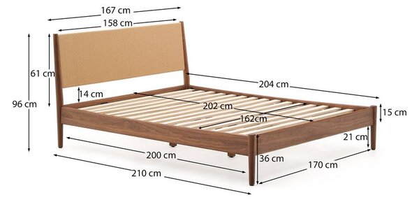 Tmavohnedá dvojlôžková posteľ s roštom 160x200 cm Elan – Kave Home
