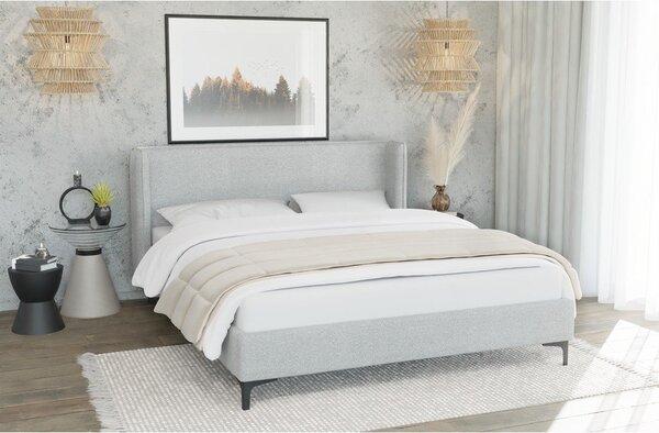 Sivá čalúnená dvojlôžková posteľ s roštom 160x200 cm Basti – Ropez