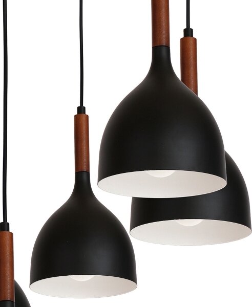 Luster na lanku NOAK WOOD 5xE27/15W/230V čierna/buk