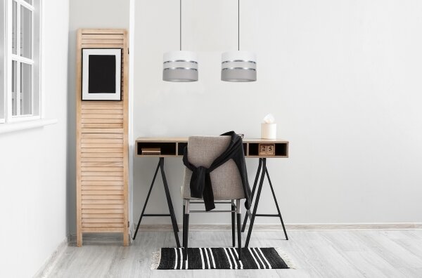 Luster na lanku CORAL 2xE27/60W/230V biela/šedá