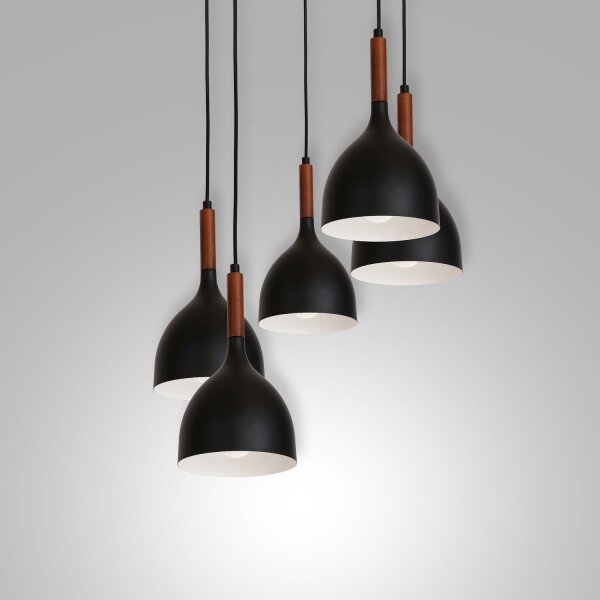 Luster na lanku NOAK WOOD 5xE27/15W/230V čierna/buk
