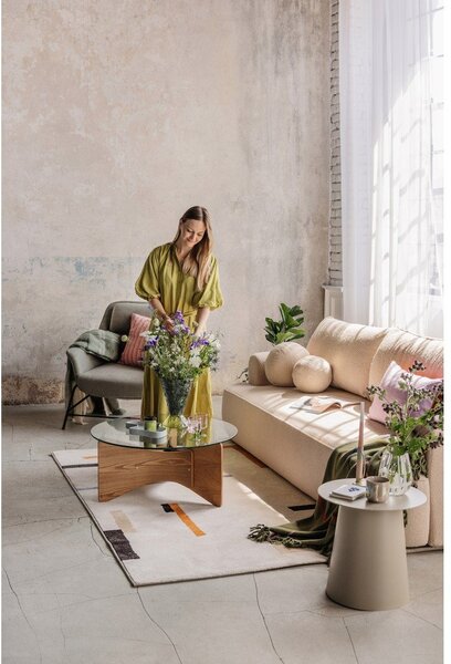 Modrá rozkladacia pohovka z textílie buklé 247 cm Quinoa – Selection