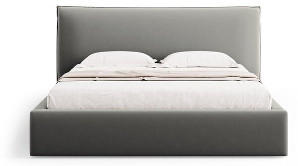 Sivá čalúnená dvojlôžková posteľ s úložným priestorom a roštom 180x200 cm Elio – Milo Casa