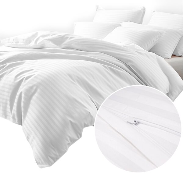 SATÉNOVÉ OBLIEČKY SATYNLOVE EXCLUSIVE CIZGILI 200X220 CM, 2KS 70X80 CM BIELE