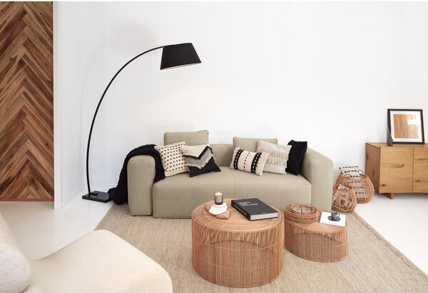 Čierna stojacia lampa s textilným tienidlom (výška 210 cm) Juhe – Kave Home
