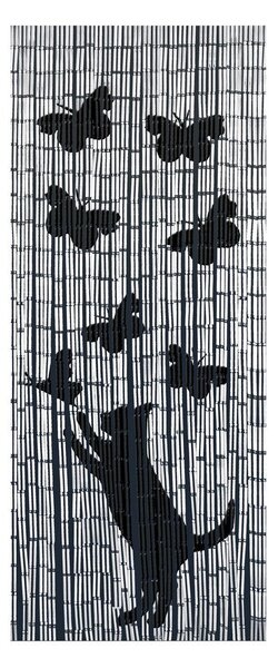 Čierno-sivý bambusový záves do dverí 200x90 cm Cat and Butterfly - Maximex