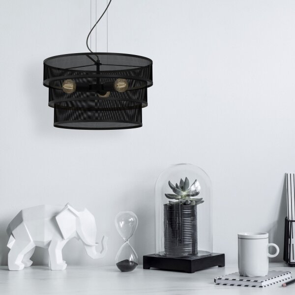 Luster na lanku GLUM 3xE27/60W/230V čierna