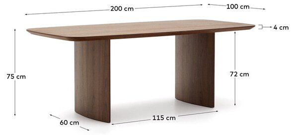 Hnedý jedálenský stôl v dekore orecha 100x200 cm Litto – Kave Home