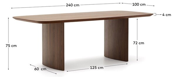 Hnedý jedálenský stôl v dekore orecha 100x240 cm Litto – Kave Home