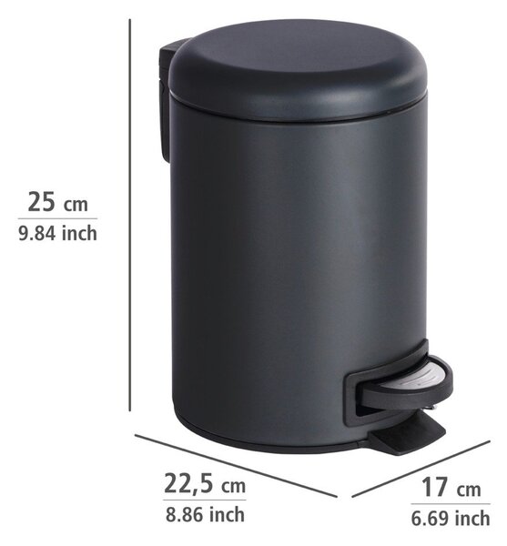 Odpadkový kôš v čiernej farbe Wenko Leman, 3 l