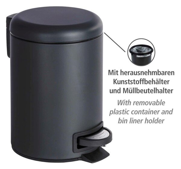 Odpadkový kôš v čiernej farbe Wenko Leman, 3 l