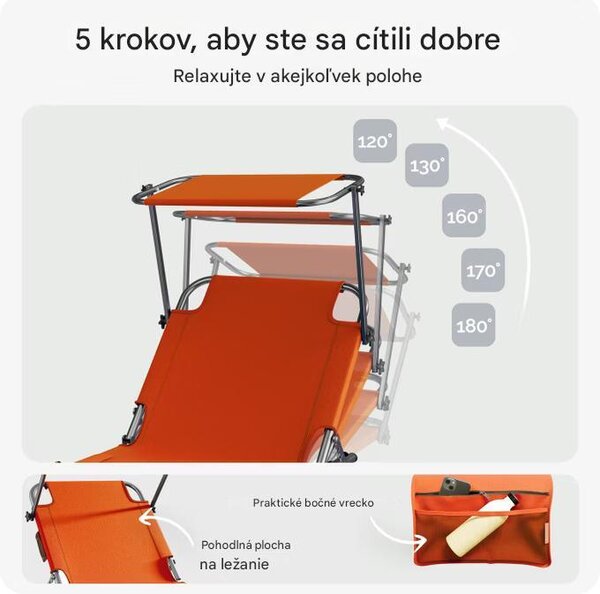 Záhradné lehátko Ibiza - oranžové