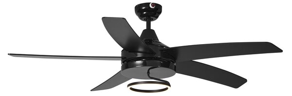 Stropný ventilátor čierny 132 cm vrátane LED s diaľkovým ovládaním - Cool Anello