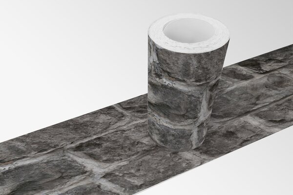 DIMEX | Vliesová samolepiaca bordúra Kamenný múr SBD-15-014 | 15 cm x 5 m | šedá