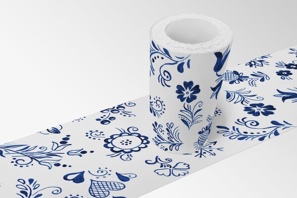 DIMEX | Vliesová samolepiaca bordúra Cibulák SBD-15-020 | 15 cm x 5 m | biela, modrá