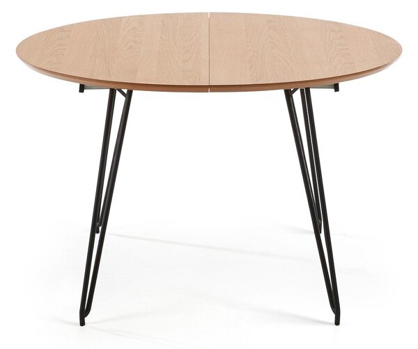 Rozkladací jedálenský stôl s doskou v dubovom dekore Kave Home Novaks, ø 120 cm