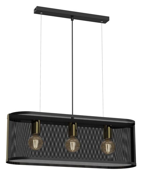 Luster na lanku KAGA 3xE27/60W/230V čierna/zlatá
