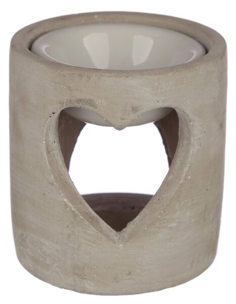 Betonová aromalampa s výřezem ve tvaru srdce - šedá