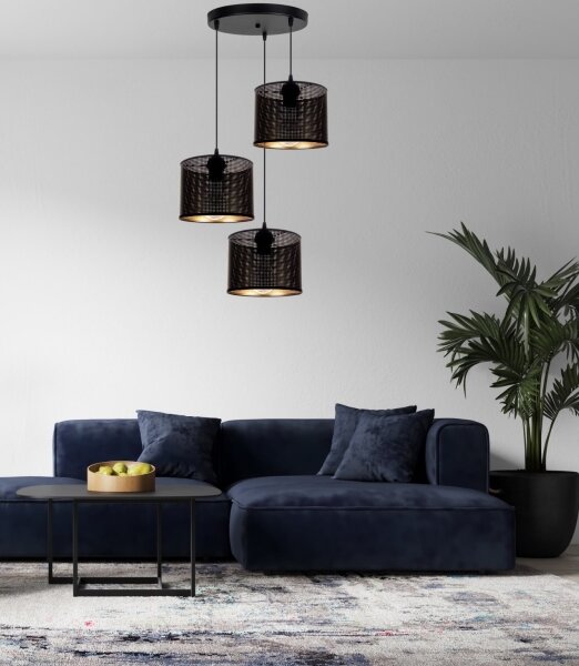 Luster na lanku ALDO 3xE27/60W/230V pr. 45 cm čierna