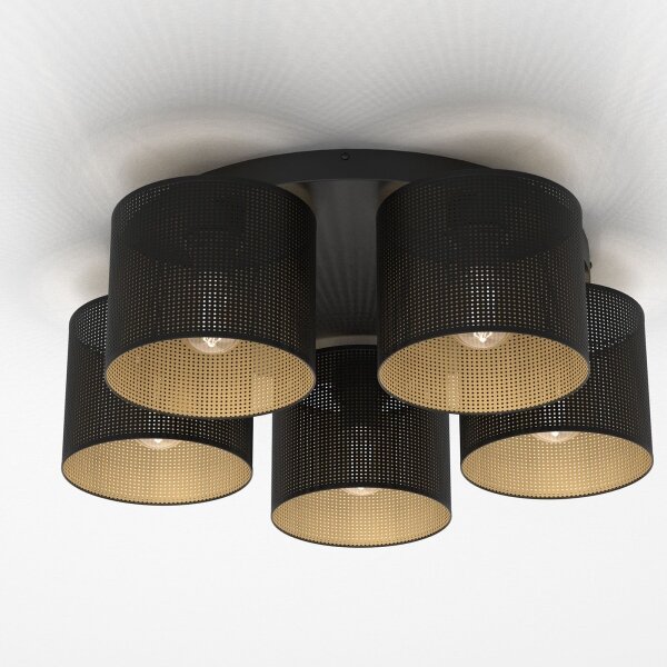 Luster prisadený LOFT SHADE 5xE27/60W/230V čierna/zlatá