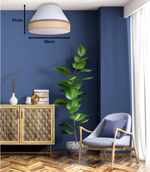 Duolla - Stropné svietidlo AVIGNON 1xE27/15W/230V pr. 50 cm biela/ratan