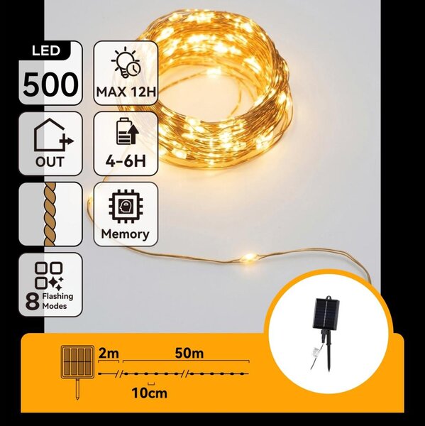Aigostar - LED Solárny vianočný reťazec 500xLED/8 funkcií 52m IP65 teplá biela 1200 mAh
