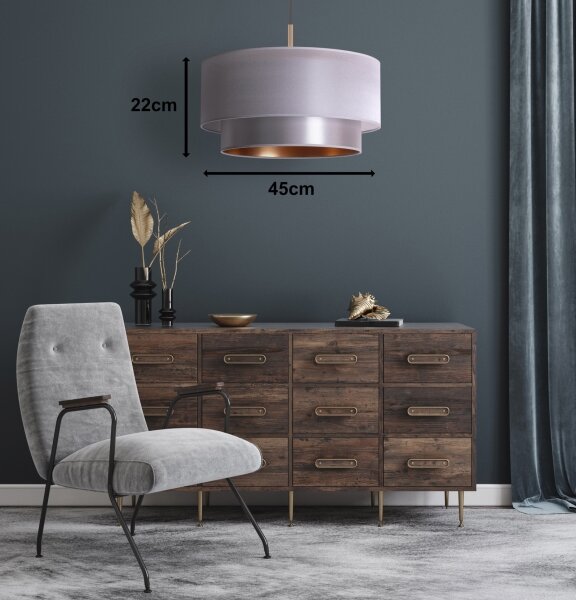 Duolla - Luster na lanku NANTES 1xE27/15W/230V pr. 45 cm strieborná/medená