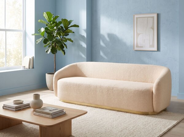 2-miestna pohovka béžová buklé čalúnenie moderný minimalistický štýl obývacia izba
