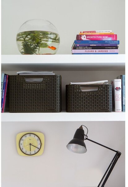 Tmavohnedý plastový úložný box s vekom 29x39x19 cm Style – Curver