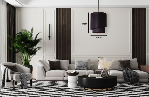 Duolla - Luster na lanku PARIS 1xE27/15W/230V pr. 40 cm čierna/zlatá